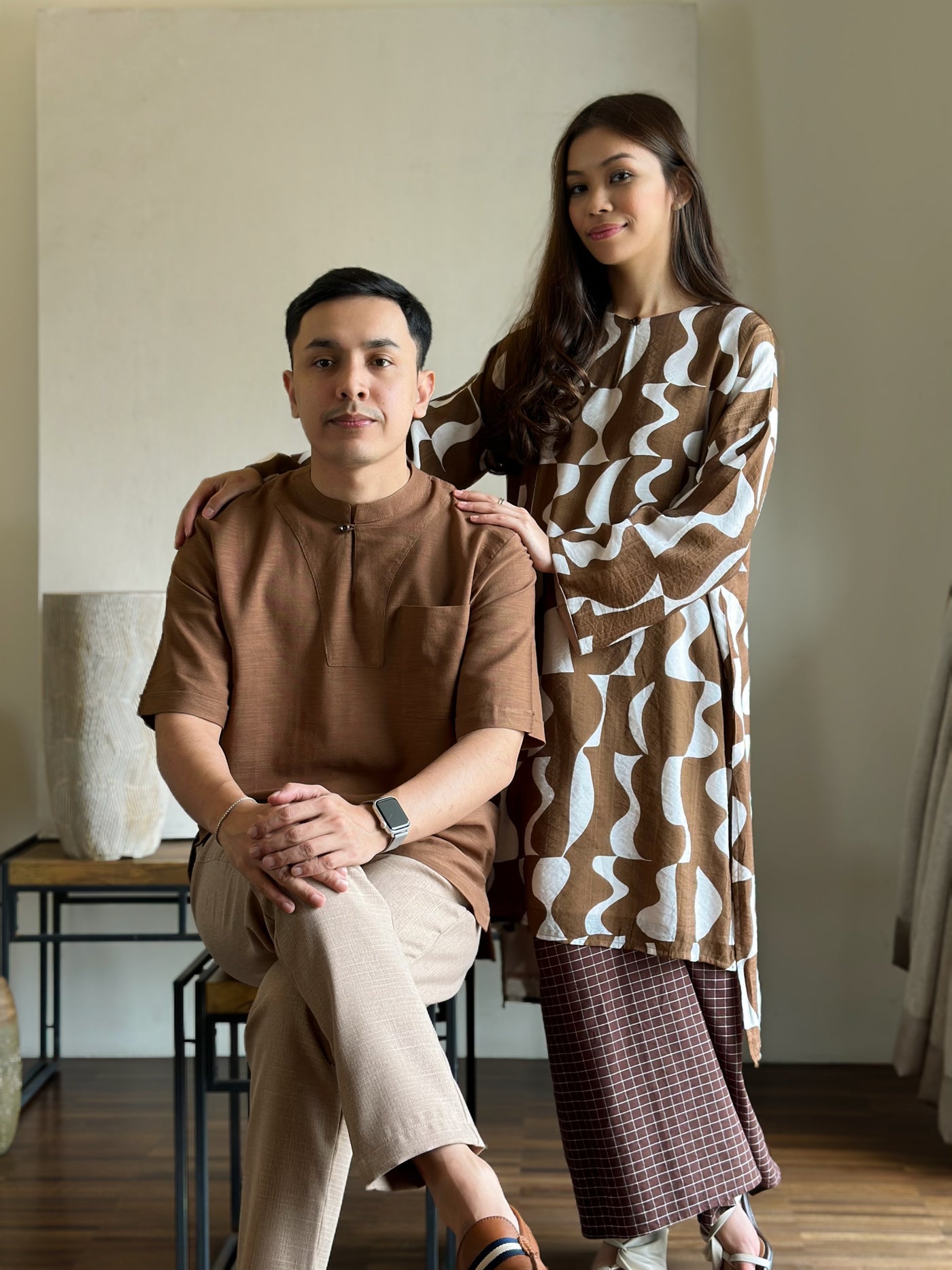TANJUNG Long Kurung Set in Cocoa
