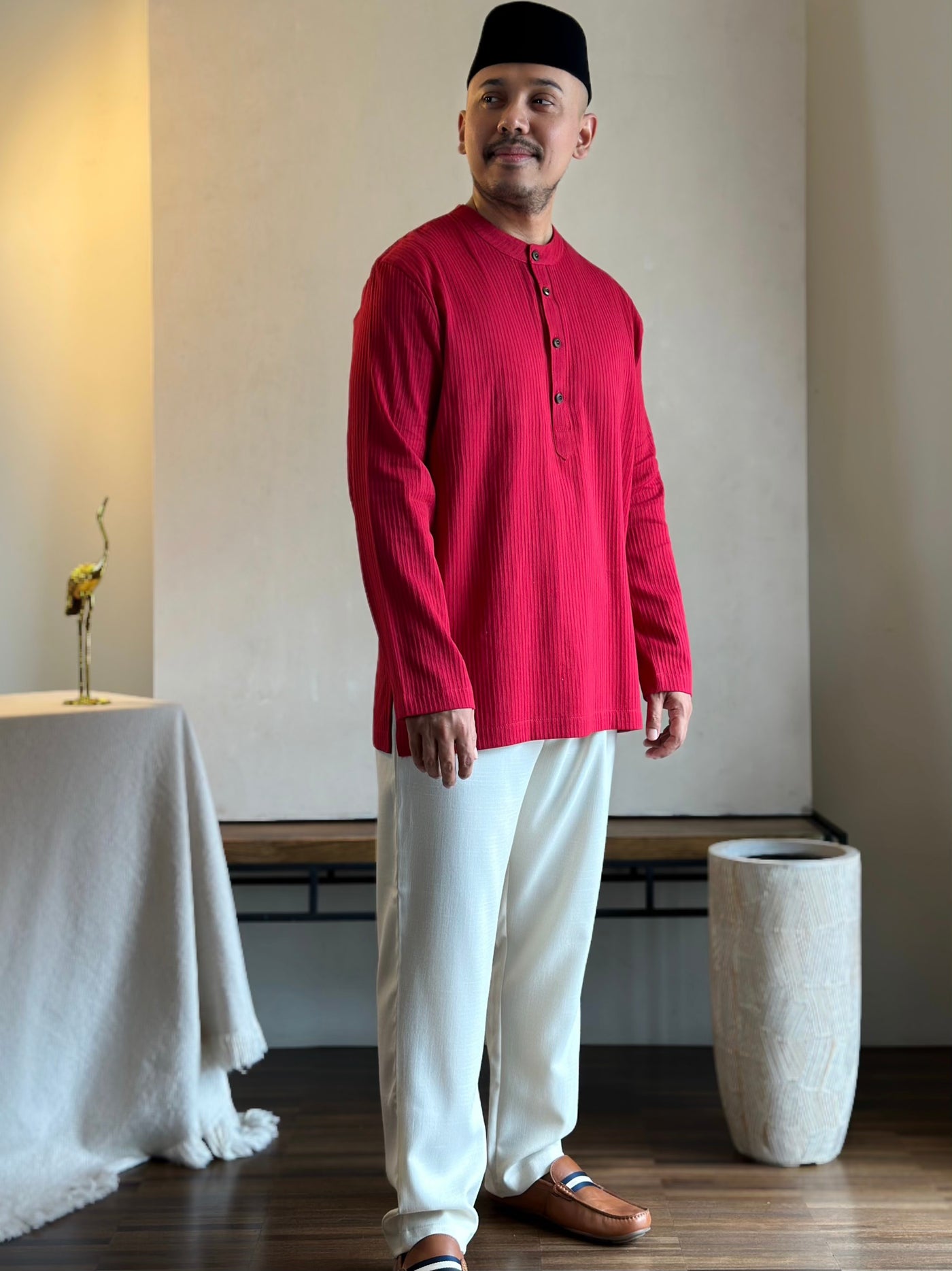 AHMAD Kurta in Carmine Red