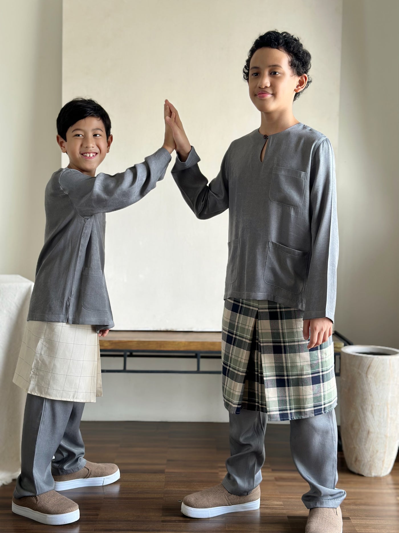 NUH Teluk Belanga Baju Melayu Set in Pewter