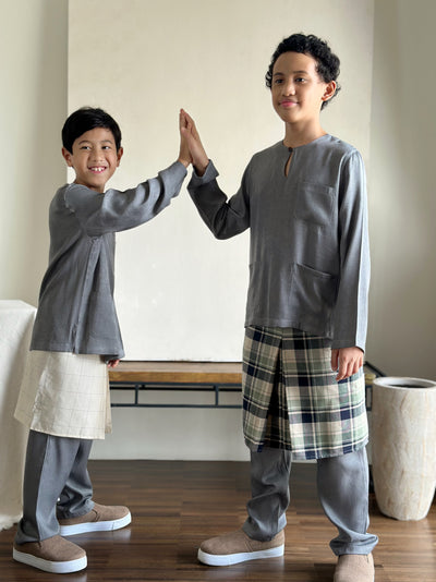 NUH Teluk Belanga Baju Melayu Set in Pewter