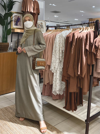 MARYAM Flare Abaya in Mud Green