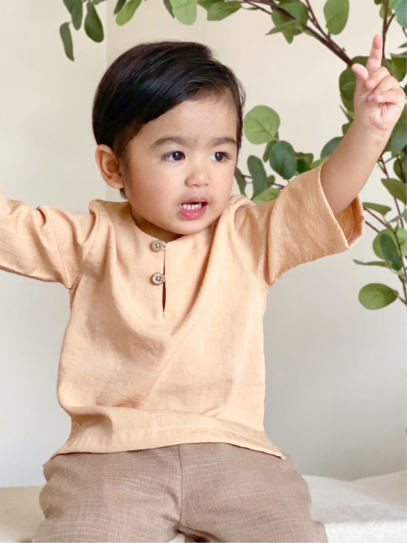 TENANG Unisex Baby’s Kurta in Peach