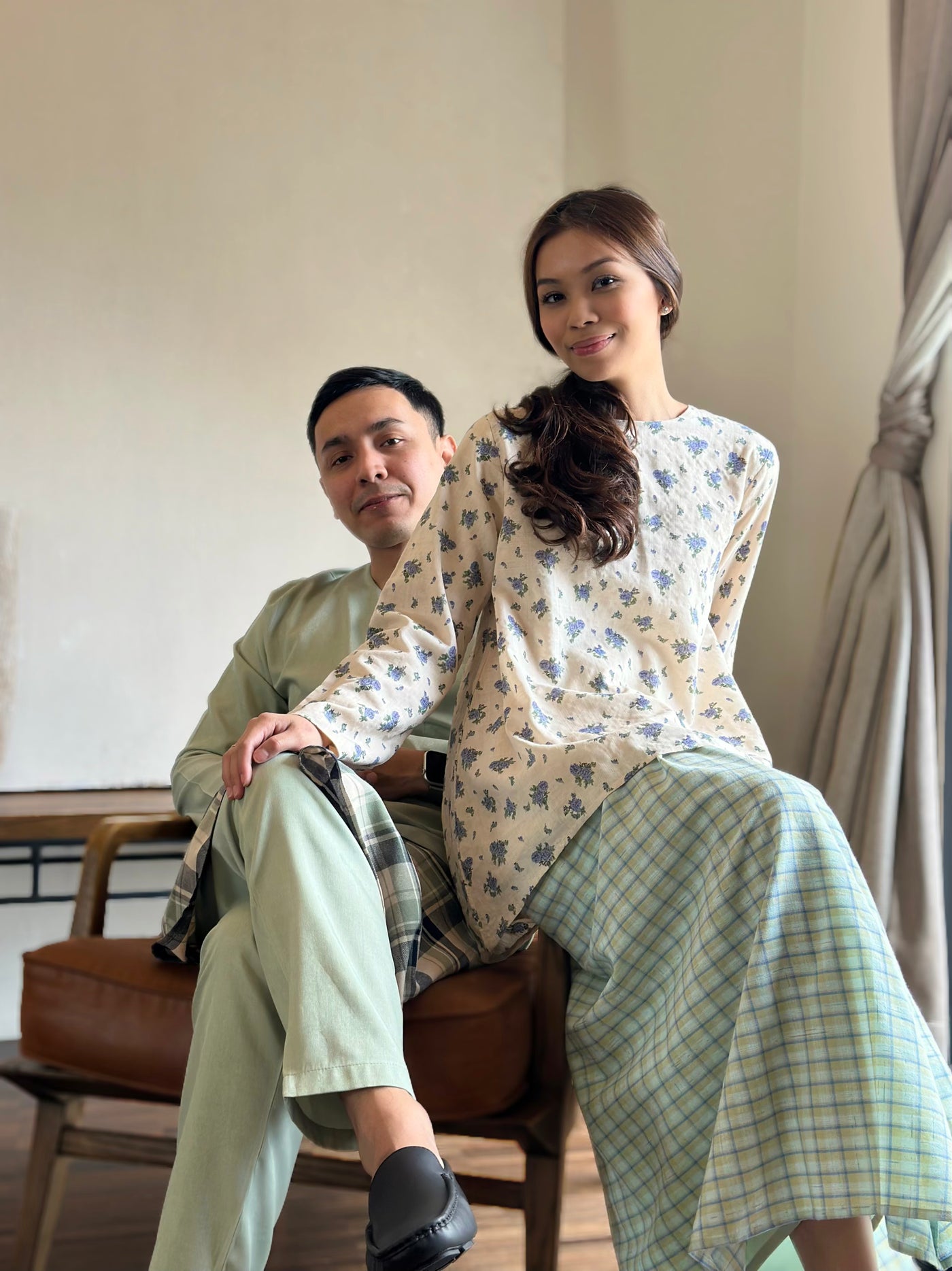 CENDANA Short Kurung Set in Mint Floral