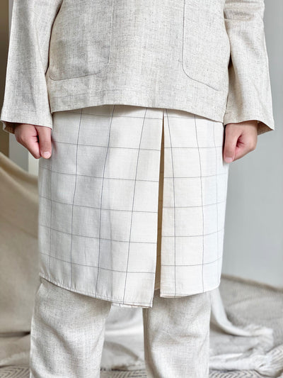AYUB Instant Pelikat Style Samping in Ivory Windowpane
