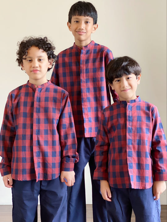 TULUS Unisex Kurta Set in Checks