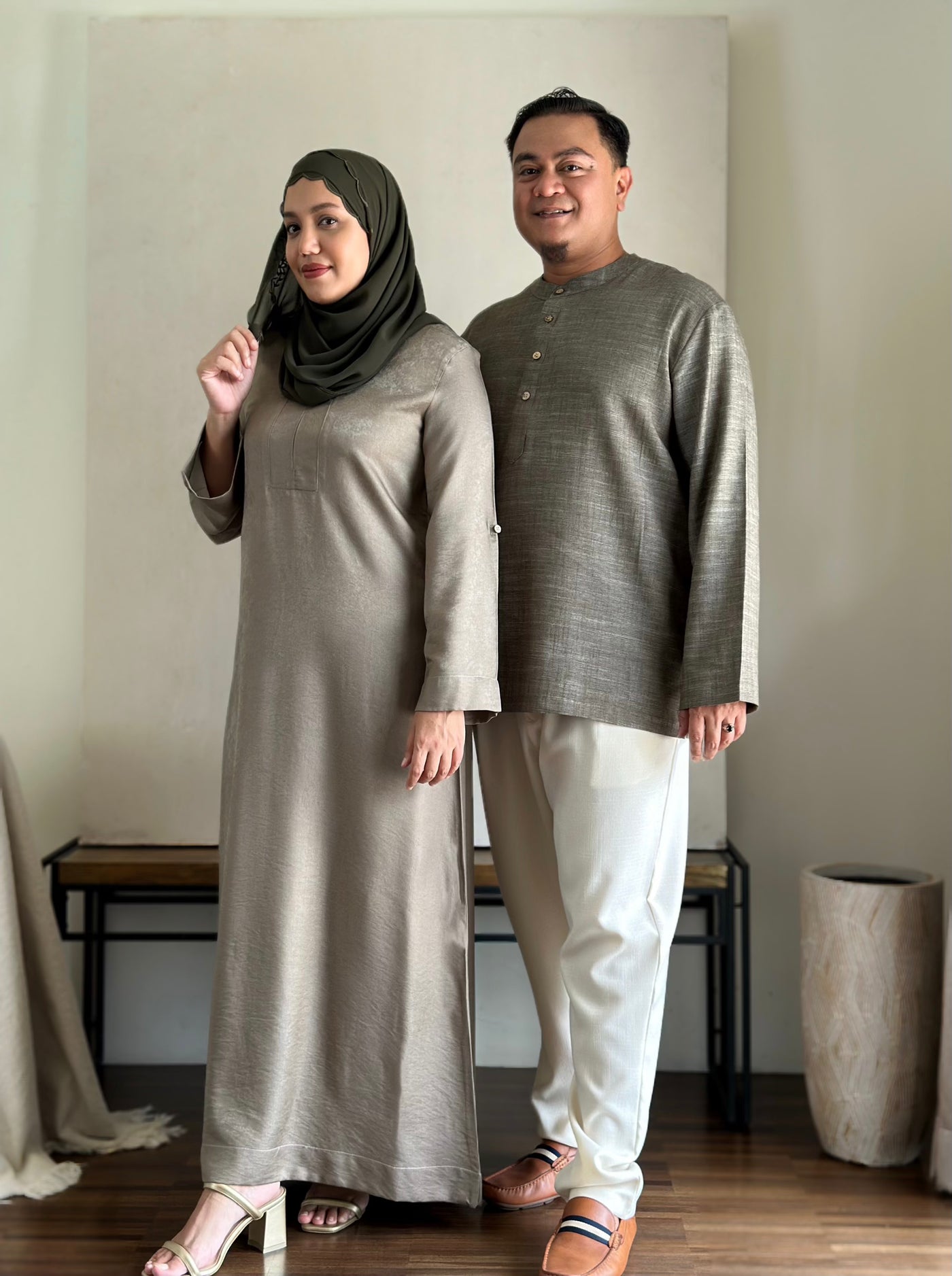 MARYAM Flare Abaya in Mud Green