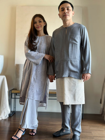 TANJUNG Long Kurung Set in Grey