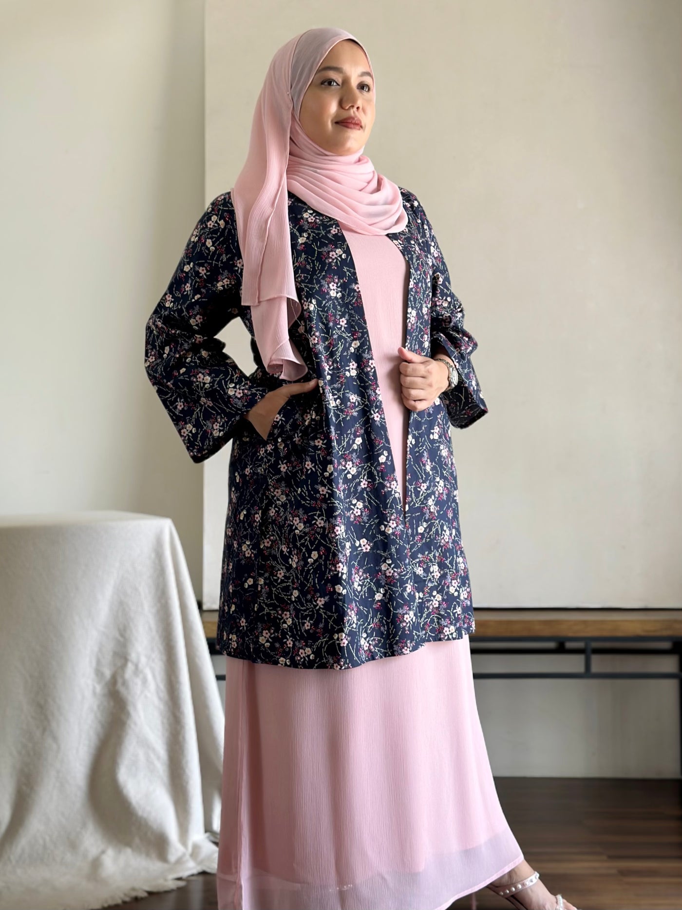 ROSE Flowy Dress with Overcoat Set