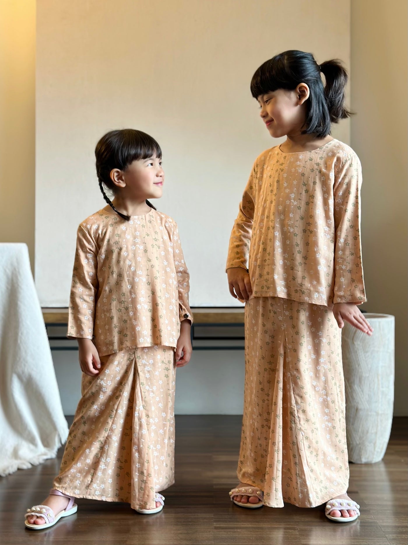 INANG Modern Kurung Set in Peach Floral
