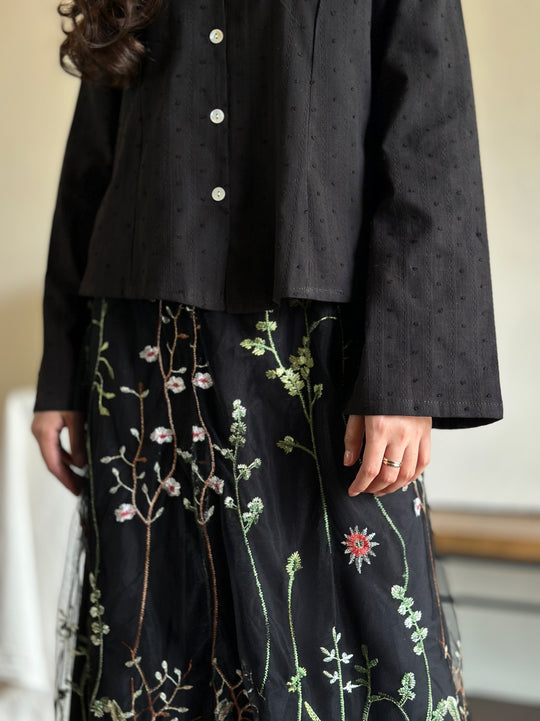 CAMELIA Modern Mini Kebaya Set in Black Bloom