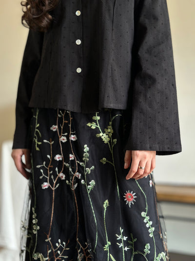 CAMELIA Modern Mini Kebaya Set in Black Bloom