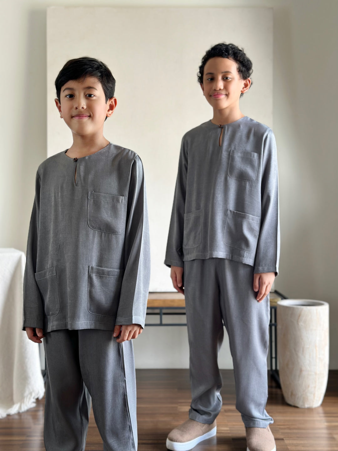 NUH Teluk Belanga Baju Melayu Set in Pewter