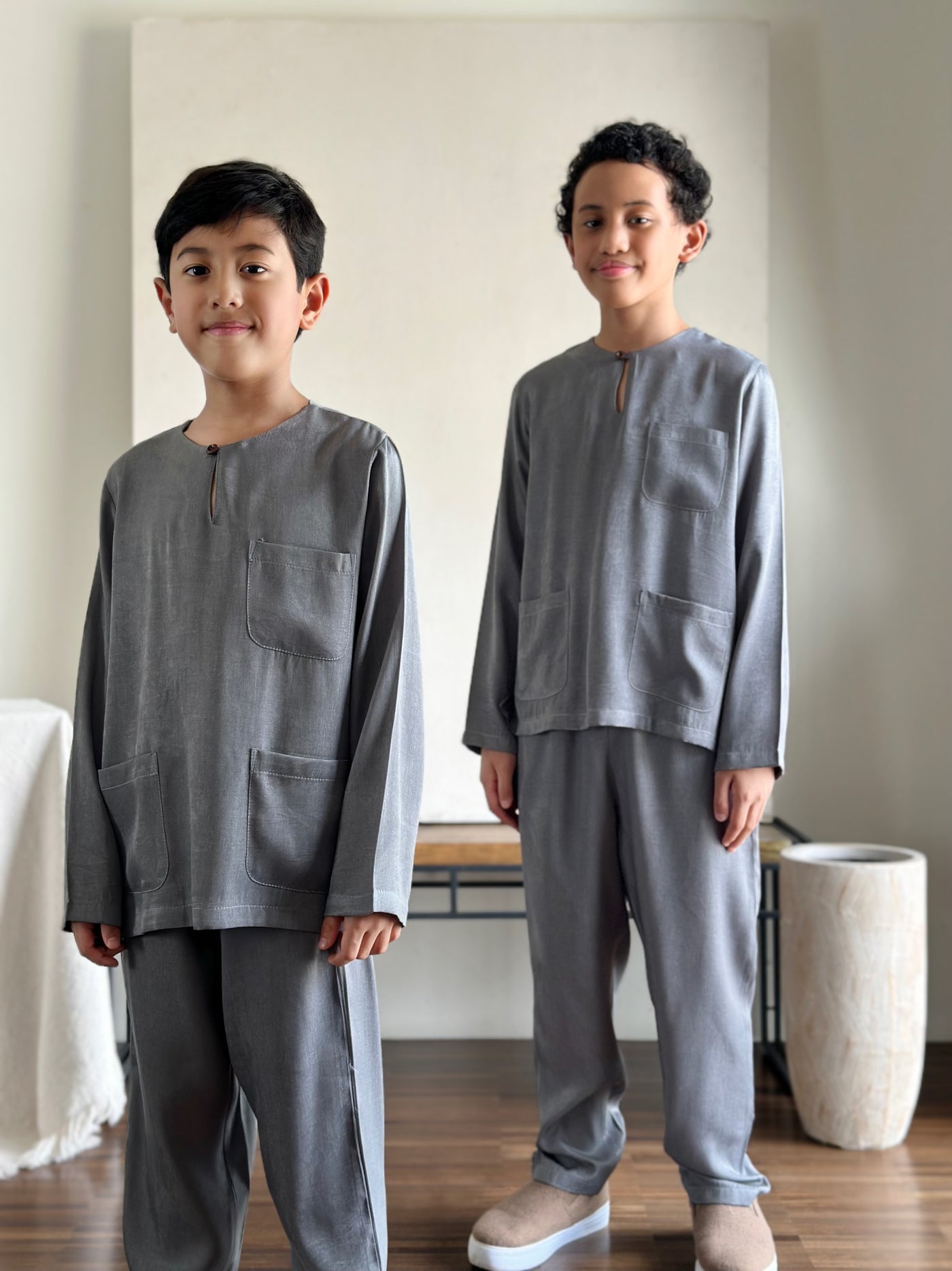 NUH Teluk Belanga Baju Melayu Set in Pewter