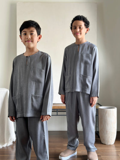 NUH Teluk Belanga Baju Melayu Set in Pewter