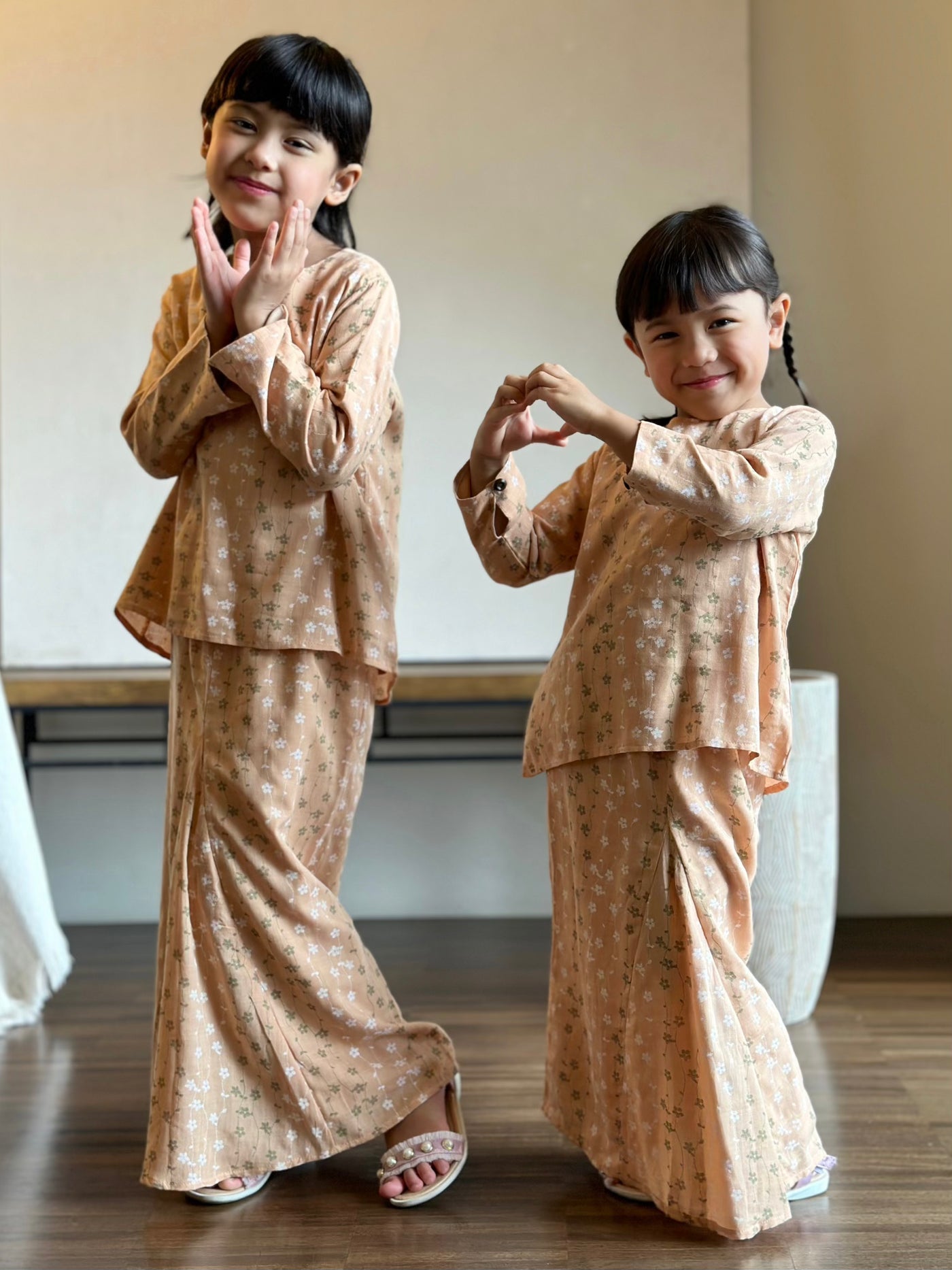 INANG Modern Kurung Set in Peach Floral