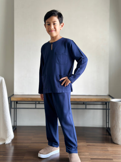 NUH Teluk Belanga Baju Melayu Set in Navy