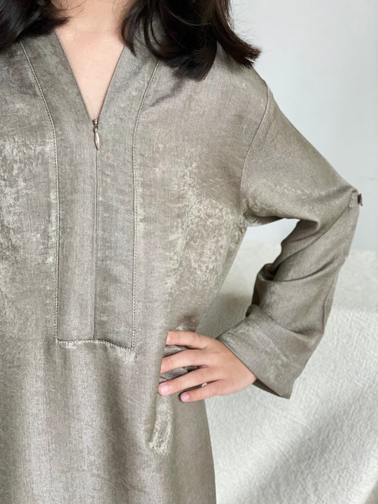 MAYRA Flare Abaya in Mud Green