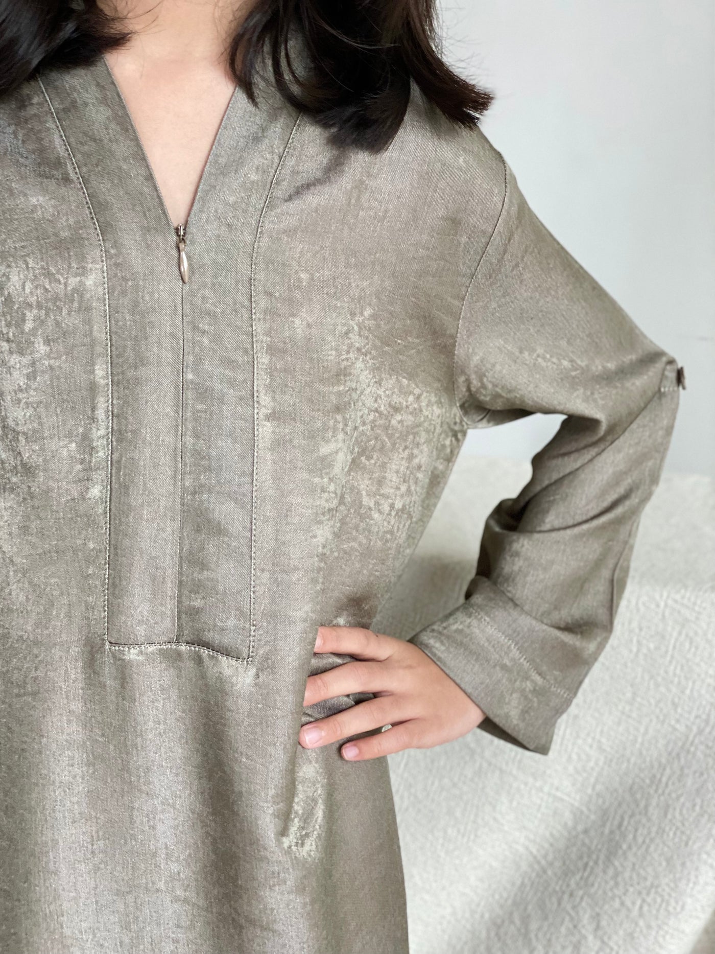 MAYRA Flare Abaya in Mud Green