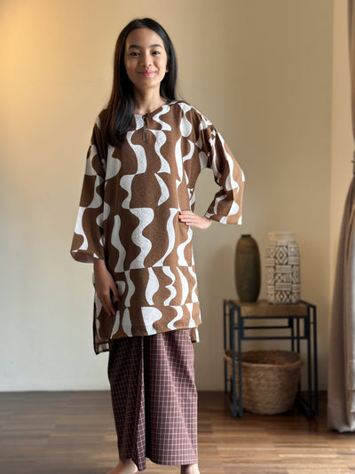 KASTURI Long Kurung Set in Cocoa