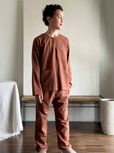 NUH Teluk Belanga Baju Melayu Set in Cocoa