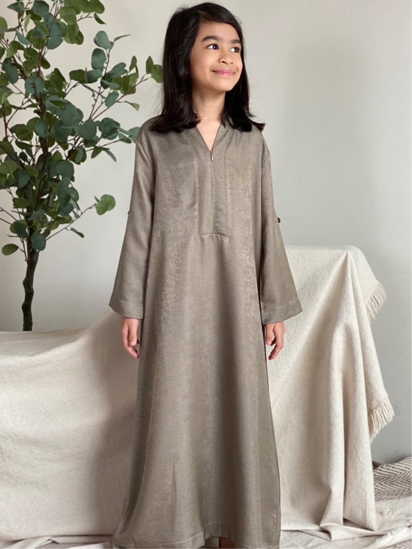 MAYRA Flare Abaya in Mud Green
