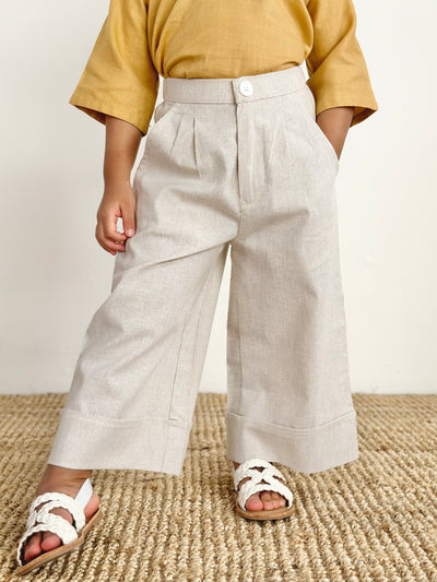 JADE Cotton Palazzo Pants in Oatmeal