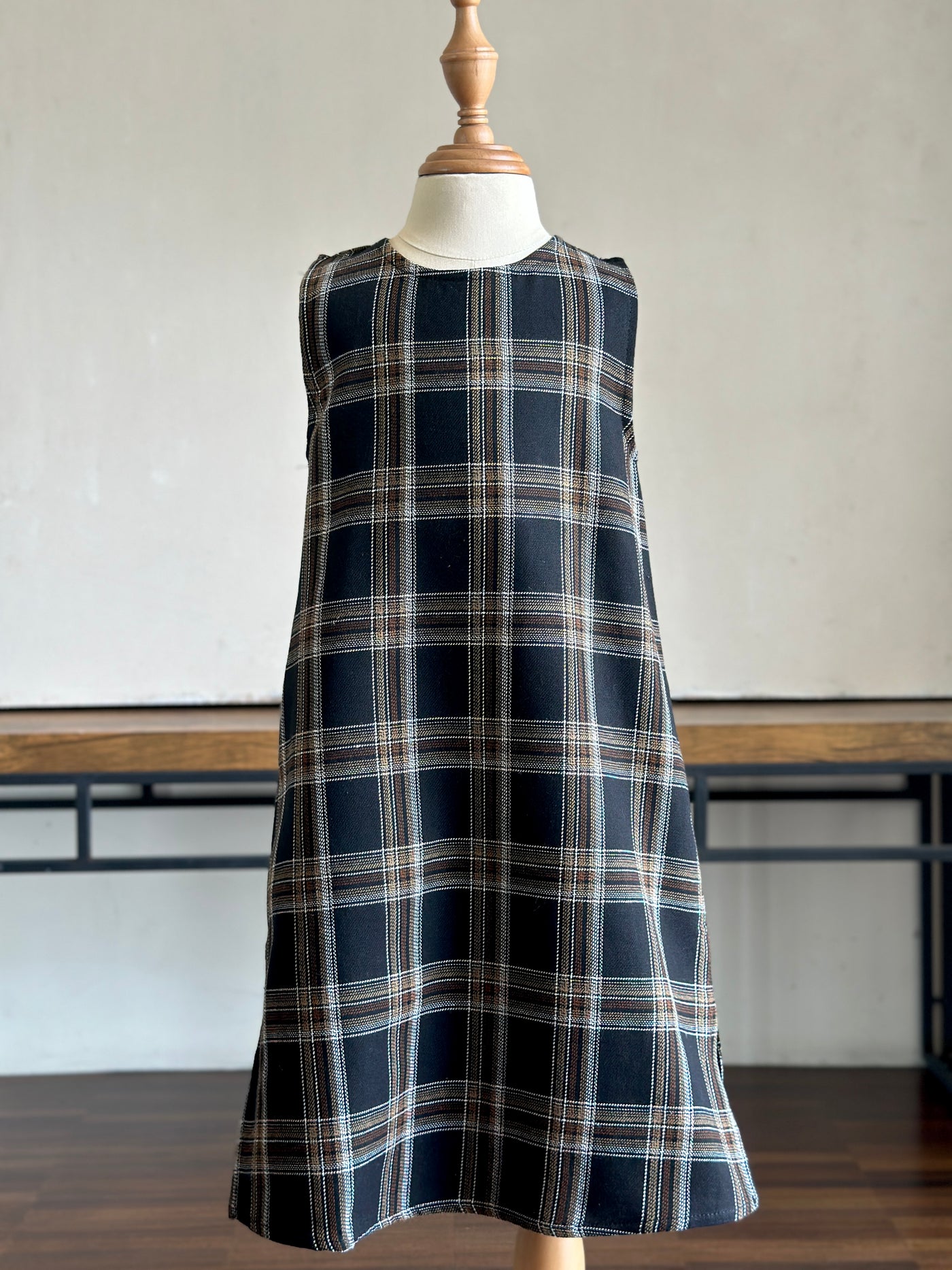 KEMIRI Baby's Dress with Mini Bolero Set in Black Plaid
