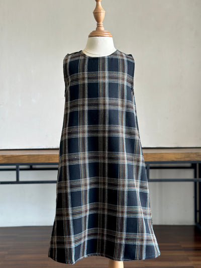 KEMIRI Baby's Dress with Mini Bolero Set in Black Plaid