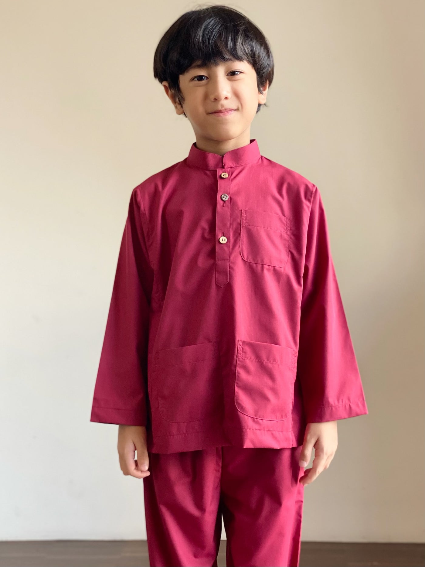 ANDIKA Baju Melayu Cekak Musang Set in Ruby
