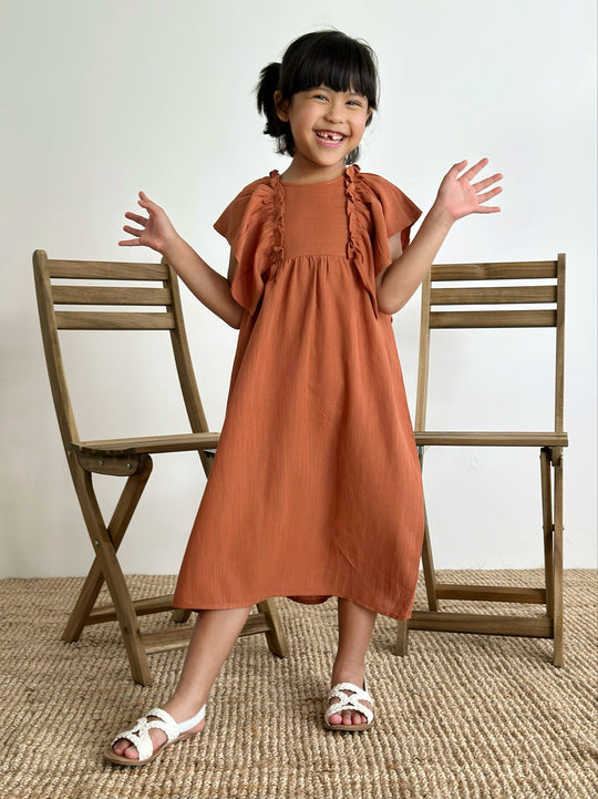 FRIDA Frill Dress in Cinnamon