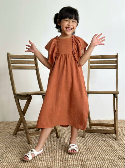 FRIDA Frill Dress in Cinnamon