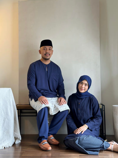 MALIK Teluk Belanga Baju Melayu Set in Navy