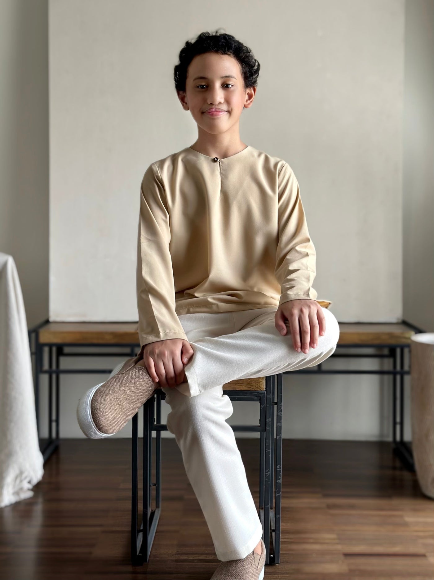 DAMAI Teluk Belanga Kurta in Tan