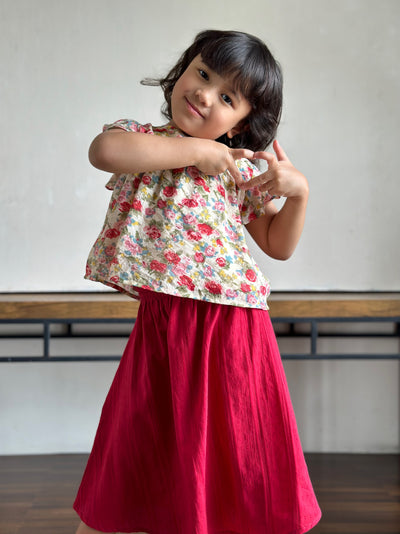 KEKWA Baby's Mini Kurung Set in Red Rose