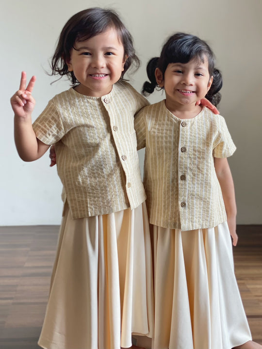 TARI Baby’s Blouse and Circle Skirt Set in Cream