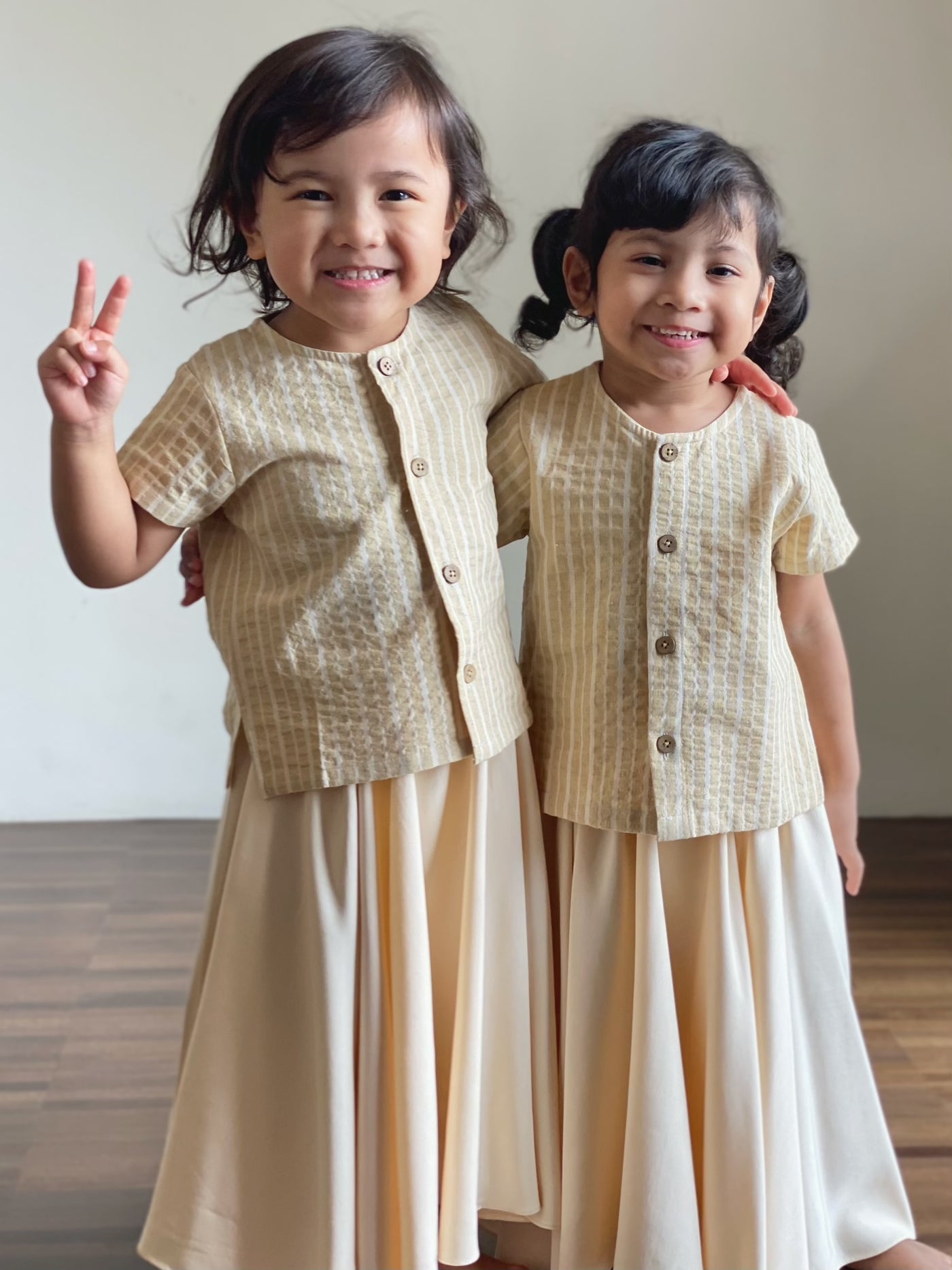 TARI Baby’s Blouse and Circle Skirt Set in Cream