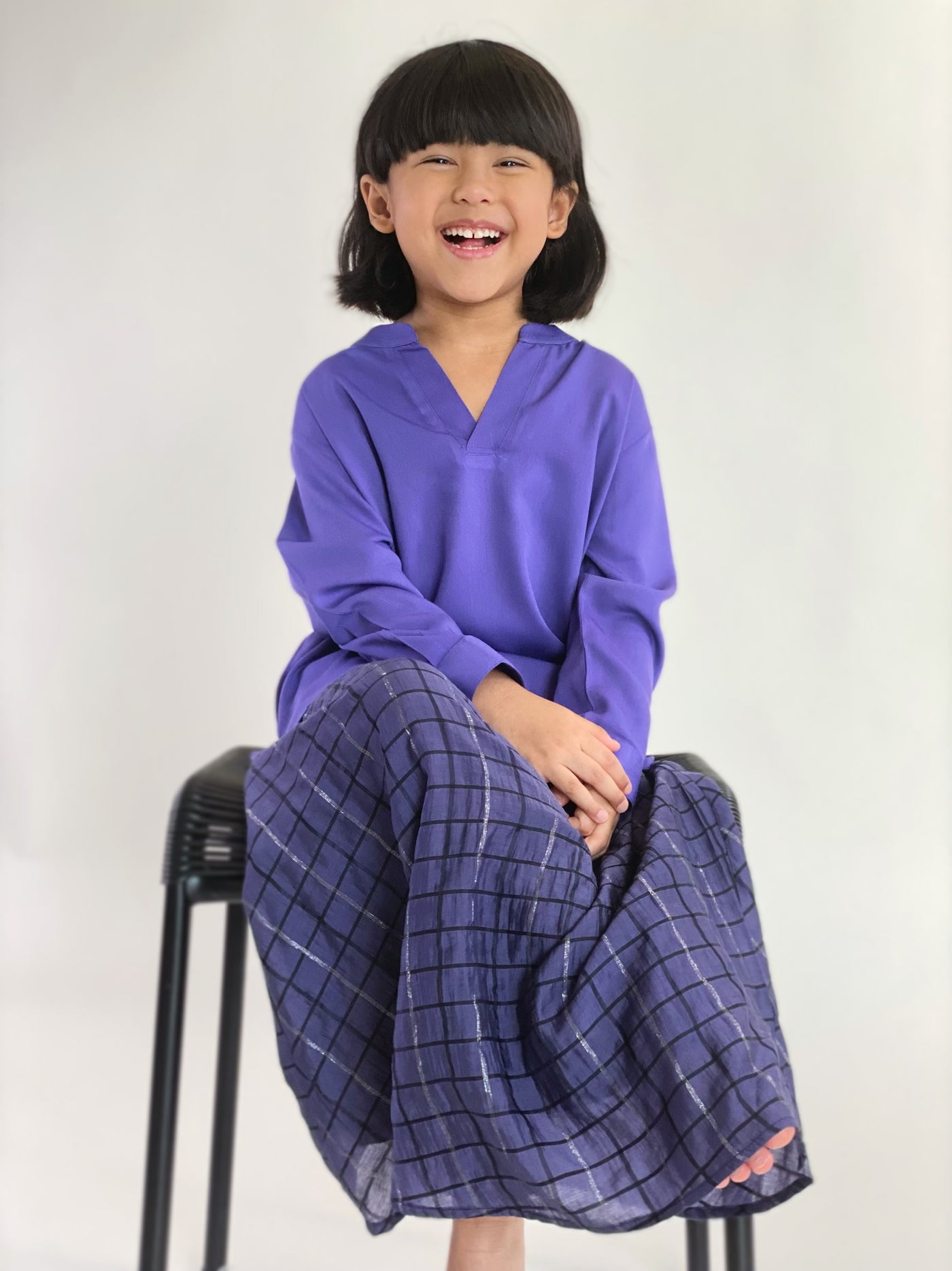 MERDU Tunic with Flared Skirt Set in Purple