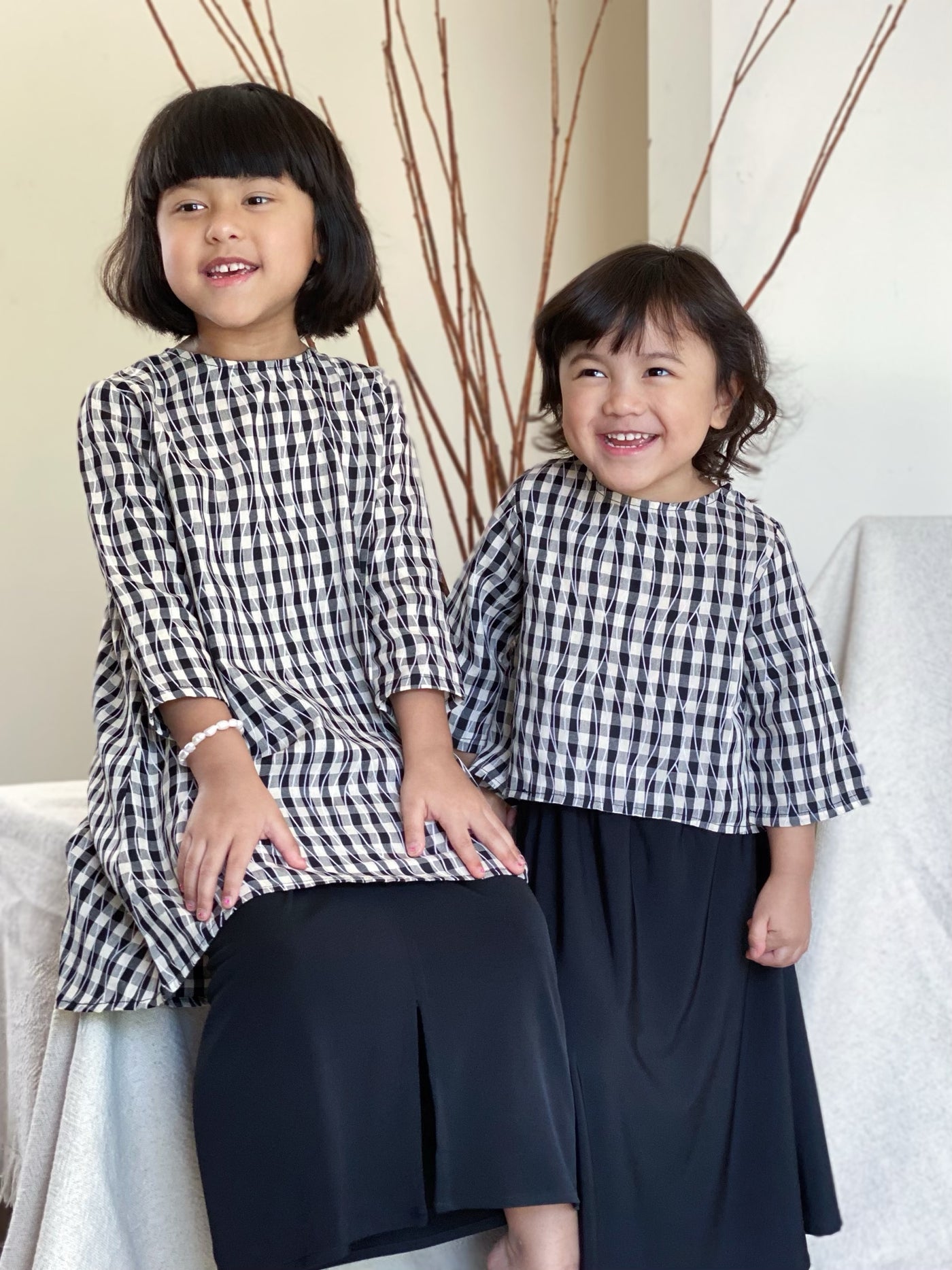 SUKMA Long Kurung Set in Black Gingham