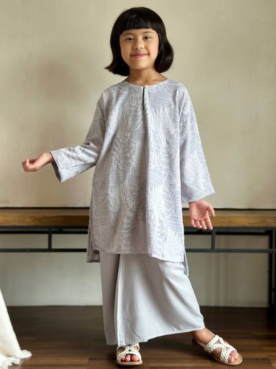 KASTURI Long Kurung Set in Grey