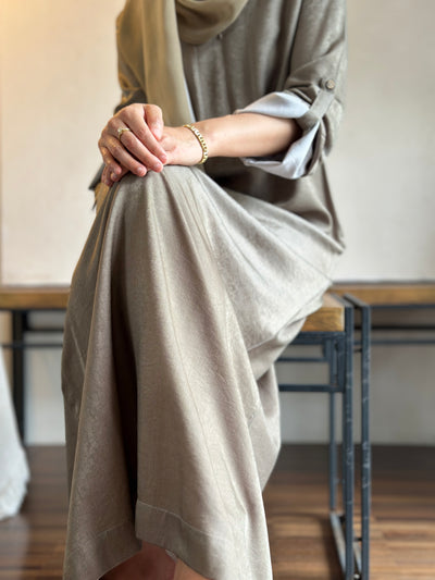MARYAM Flare Abaya in Mud Green