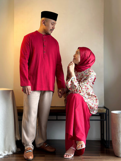 AHMAD Kurta in Carmine Red