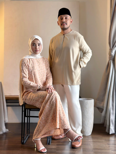 KANDIS Modern Kurung Set in Peach Floral