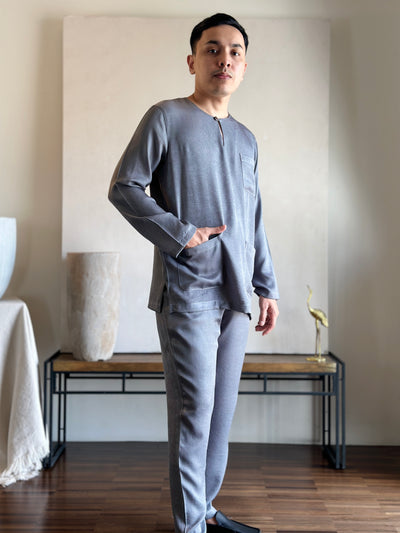 MALIK Teluk Belanga Baju Melayu Set in Pewter
