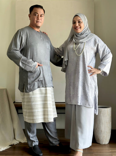 TANJUNG Long Kurung Set in Grey