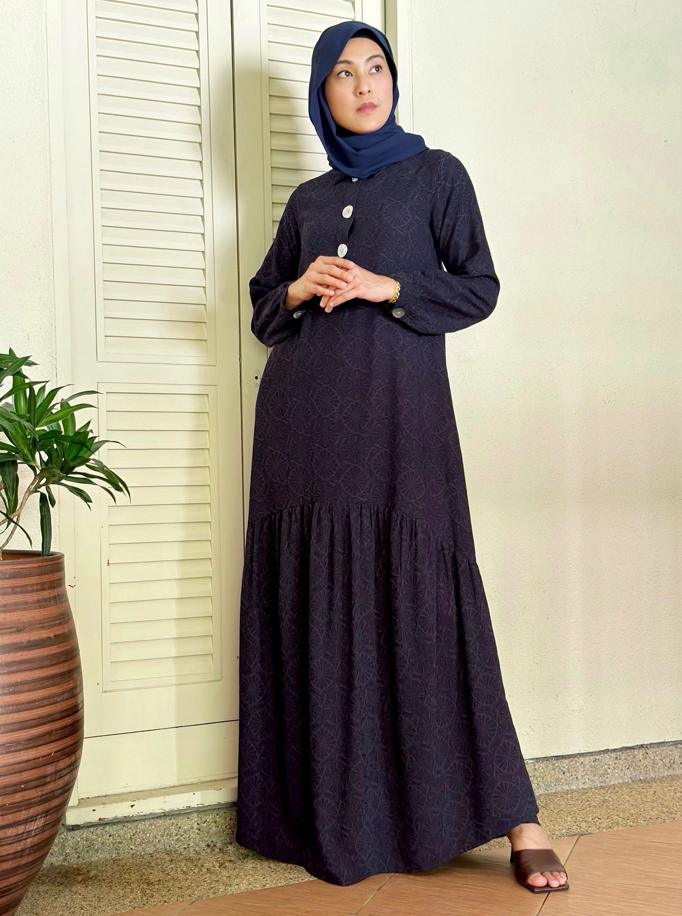 THALIA Flounce Shirt Dress