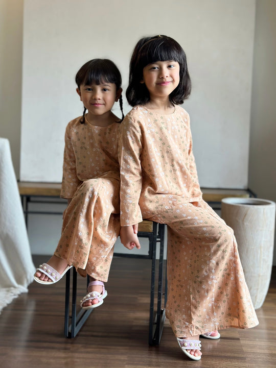 INANG Modern Kurung Set in Peach Floral