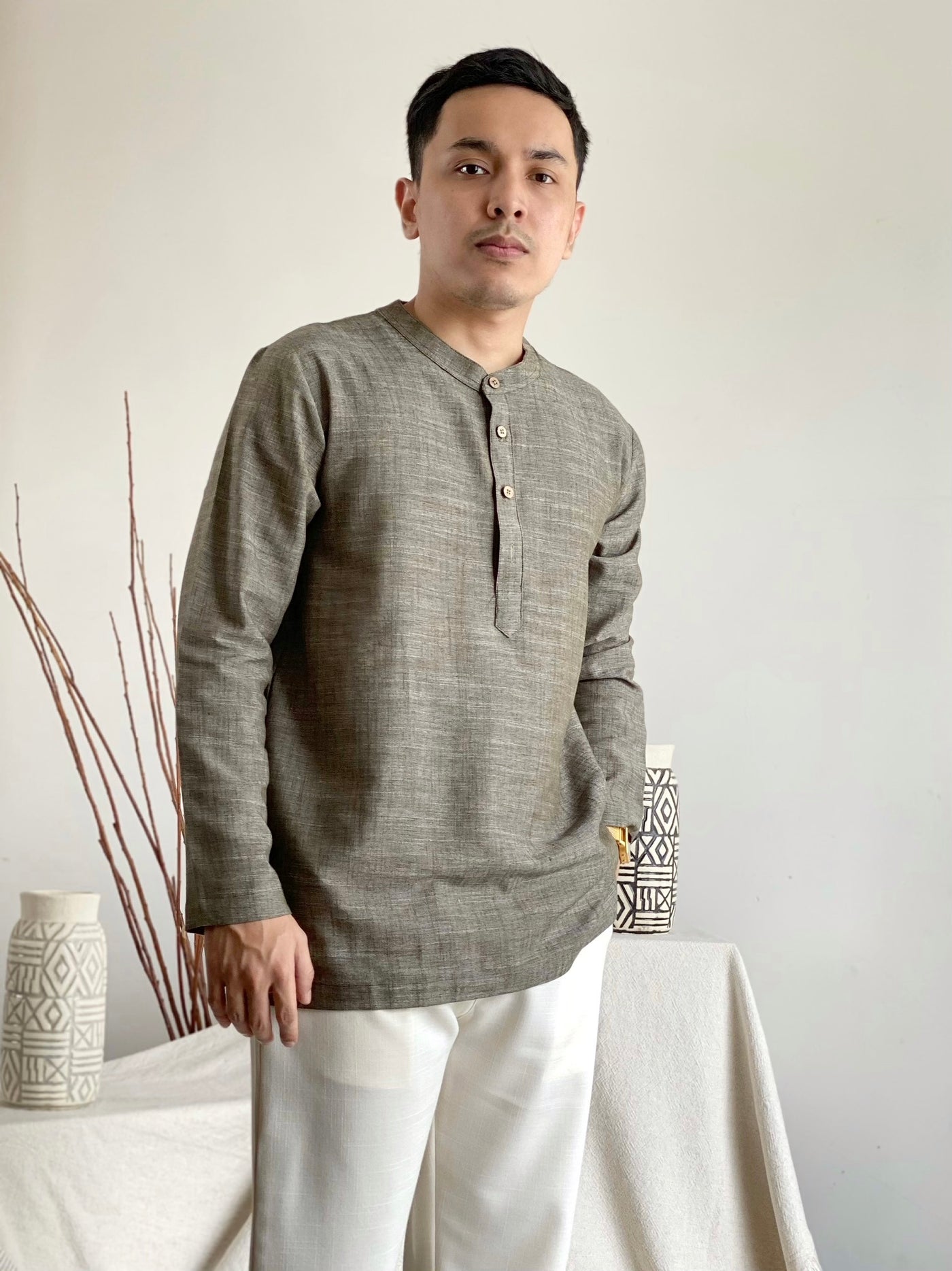 AHMAD Kurta in Mud Green