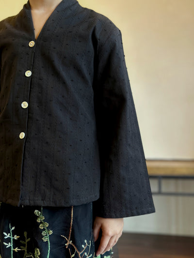 LILY Modern Mini Kebaya Set in Black Bloom