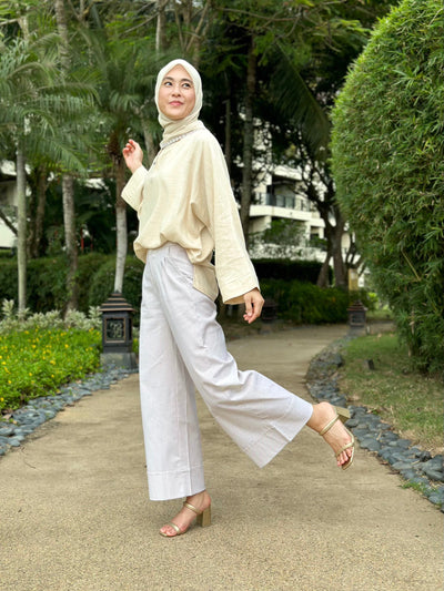 AKASIA Linen Blouse in Vanilla