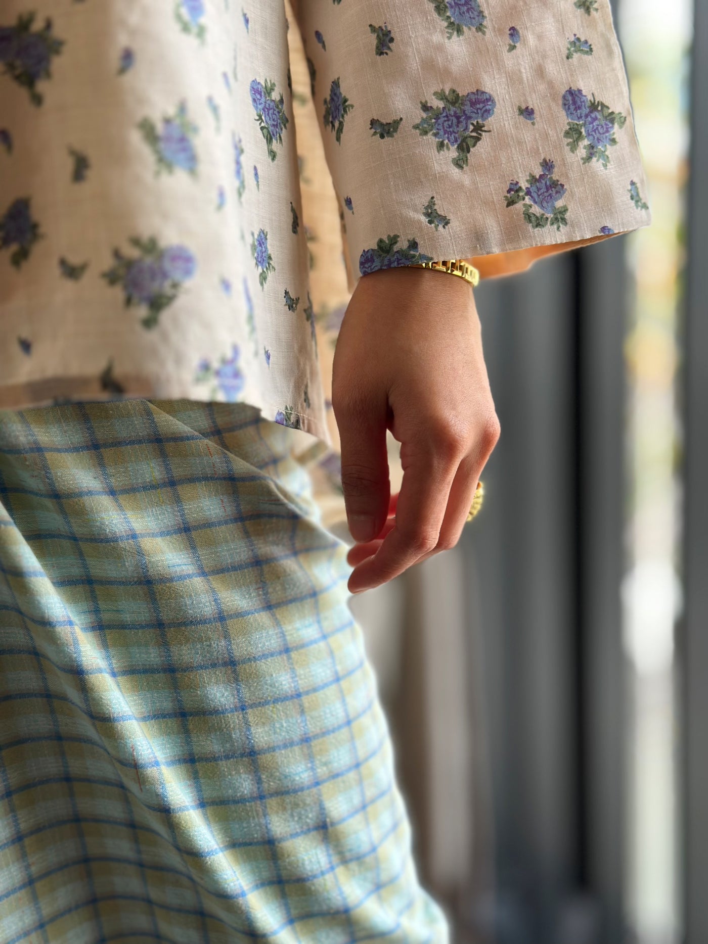 CENDANA Short Kurung Set in Mint Floral